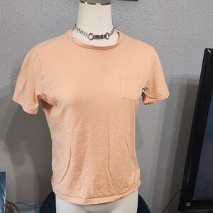 Peach Crew Neck T Shirt 18y Womens Small/ Pit To Pit 19" & 21" Long Crop Tee